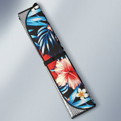 Red Hibiscus Blue Scene Car Sun Shade-JorJune