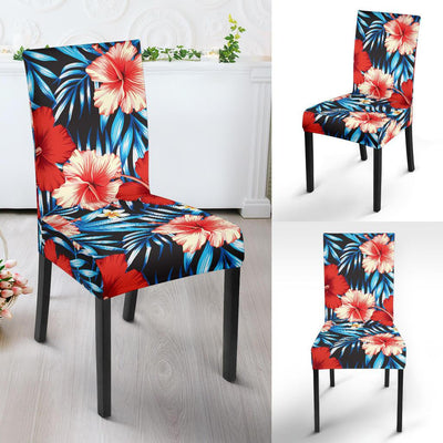 Red Hibiscus Blue Scene Dining Chair Slipcover-JORJUNE.COM