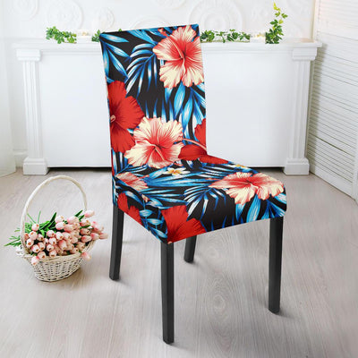 Red Hibiscus Blue Scene Dining Chair Slipcover-JORJUNE.COM