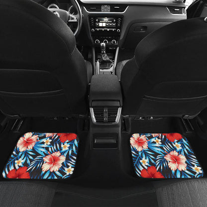Red Hibiscus Blue Scene Front and Back Car Floor Mats