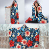 Red Hibiscus Blue Scene Hooded Blanket-JORJUNE.COM