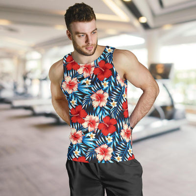 Red Hibiscus Blue Scene Men Tank Top