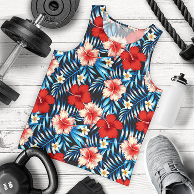 Red Hibiscus Blue Scene Men Tank Top