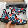 Red Hibiscus Blue Scene Mesh Knit Sneakers Shoes