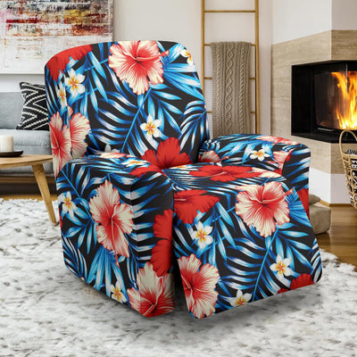 Red Hibiscus Blue Scene Recliner Slipcover-JORJUNE.COM