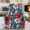 Red Hibiscus Blue Scene Recliner Slipcover-JORJUNE.COM