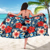 Red Hibiscus Blue Scene Sarong Pareo Wrap