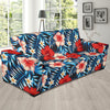 Red Hibiscus Blue Scene Sofa Slipcover-JORJUNE.COM