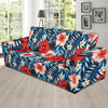 Red Hibiscus Blue Scene Sofa Slipcover-JORJUNE.COM