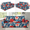 Red Hibiscus Blue Scene Sofa Slipcover-JORJUNE.COM