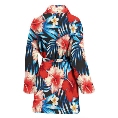 Red Hibiscus Blue Scene Women Bath Robe