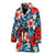 Red Hibiscus Blue Scene Women Bath Robe