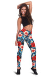 Red Hibiscus Blue Scene Women Leggings