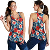 Red Hibiscus Blue Scene Women Racerback Tank Top