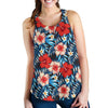 Red Hibiscus Blue Scene Women Racerback Tank Top