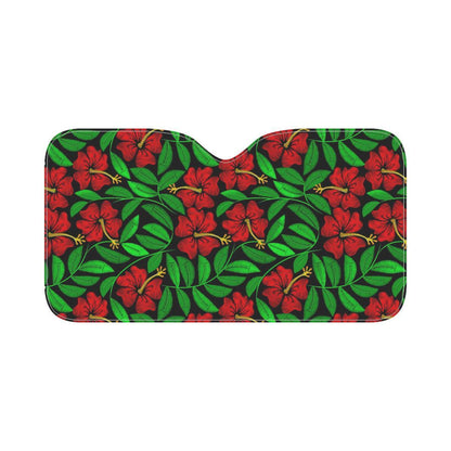 Red Hibiscus Embroidered Pattern Print Design HB03 Car Sun Shade-JorJune