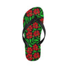 Red Hibiscus Embroidered Pattern Print Design HB03 Flip Flops-JorJune