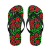 Red Hibiscus Embroidered Pattern Print Design HB03 Flip Flops-JorJune