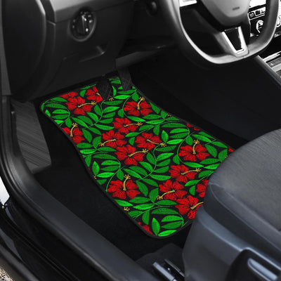 Red Hibiscus Embroidered Pattern Print Design HB032 Car Floor Mats-JORJUNE.COM