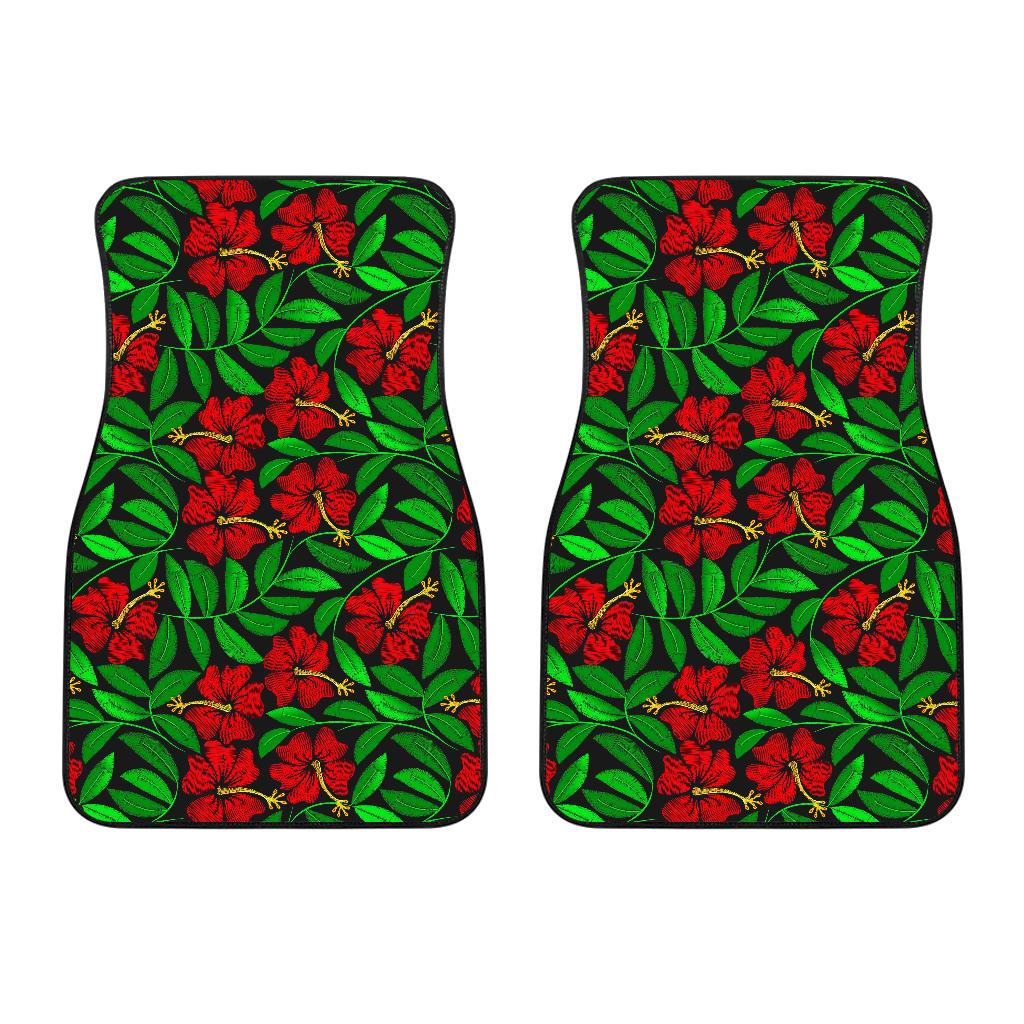 Red Hibiscus Embroidered Pattern Print Design HB032 Car Floor Mats-JORJUNE.COM