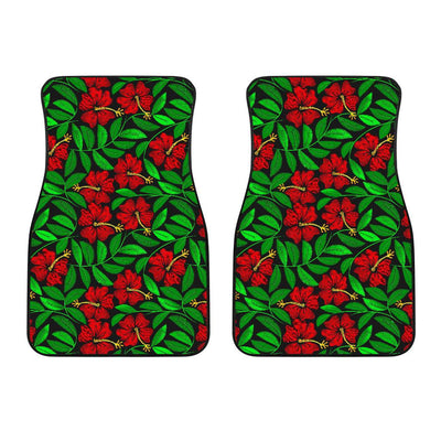 Red Hibiscus Embroidered Pattern Print Design HB032 Car Floor Mats-JORJUNE.COM