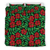 Red Hibiscus Embroidered Pattern Print Design HB032 Duvet Cover Bedding Set-JORJUNE.COM