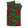 Red Hibiscus Embroidered Pattern Print Design HB032 Duvet Cover Bedding Set-JORJUNE.COM