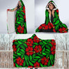 Red Hibiscus Embroidered Pattern Print Design HB032 Hooded Blanket-JORJUNE.COM