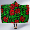 Red Hibiscus Embroidered Pattern Print Design HB032 Hooded Blanket-JORJUNE.COM