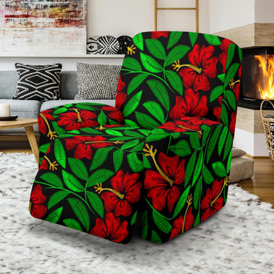 Red Hibiscus Embroidered Pattern Print Design HB032 Recliner Slipcover-JORJUNE.COM