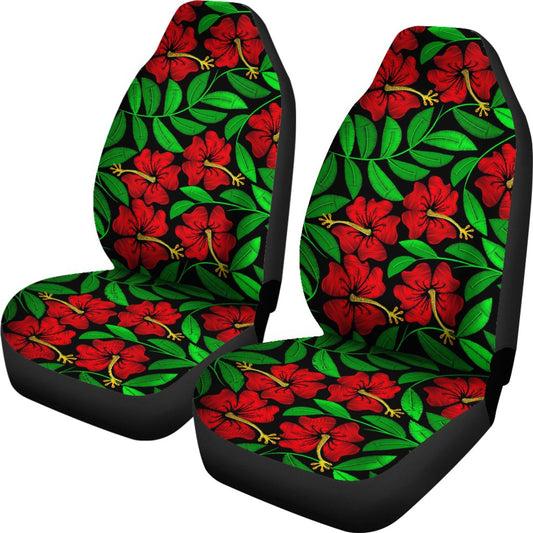 Red Hibiscus Embroidered Pattern Print Design HB032 Universal Fit Car Seat Covers-JorJune