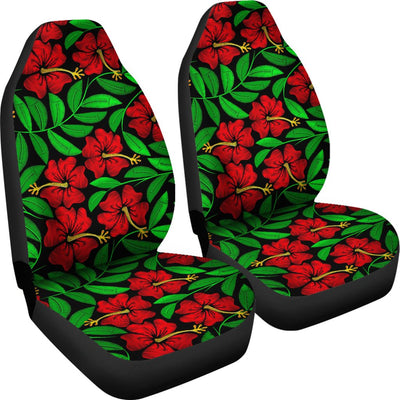 Red Hibiscus Embroidered Pattern Print Design HB032 Universal Fit Car Seat Covers-JorJune