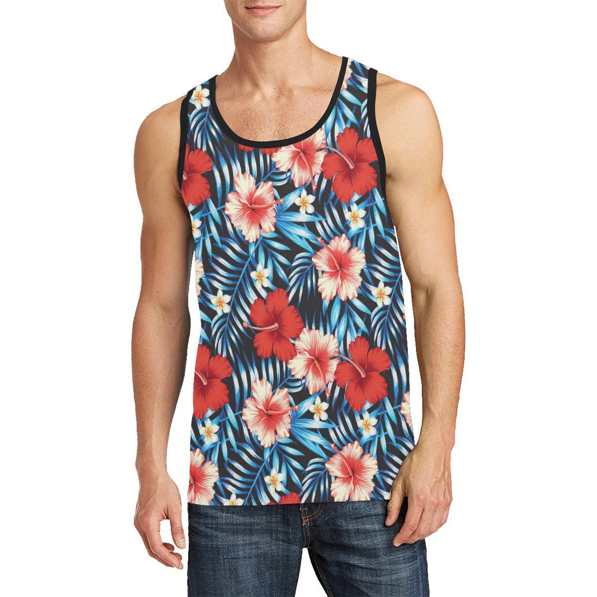 Red Hibiscus Hawaiian flower tropical Men Tank Top