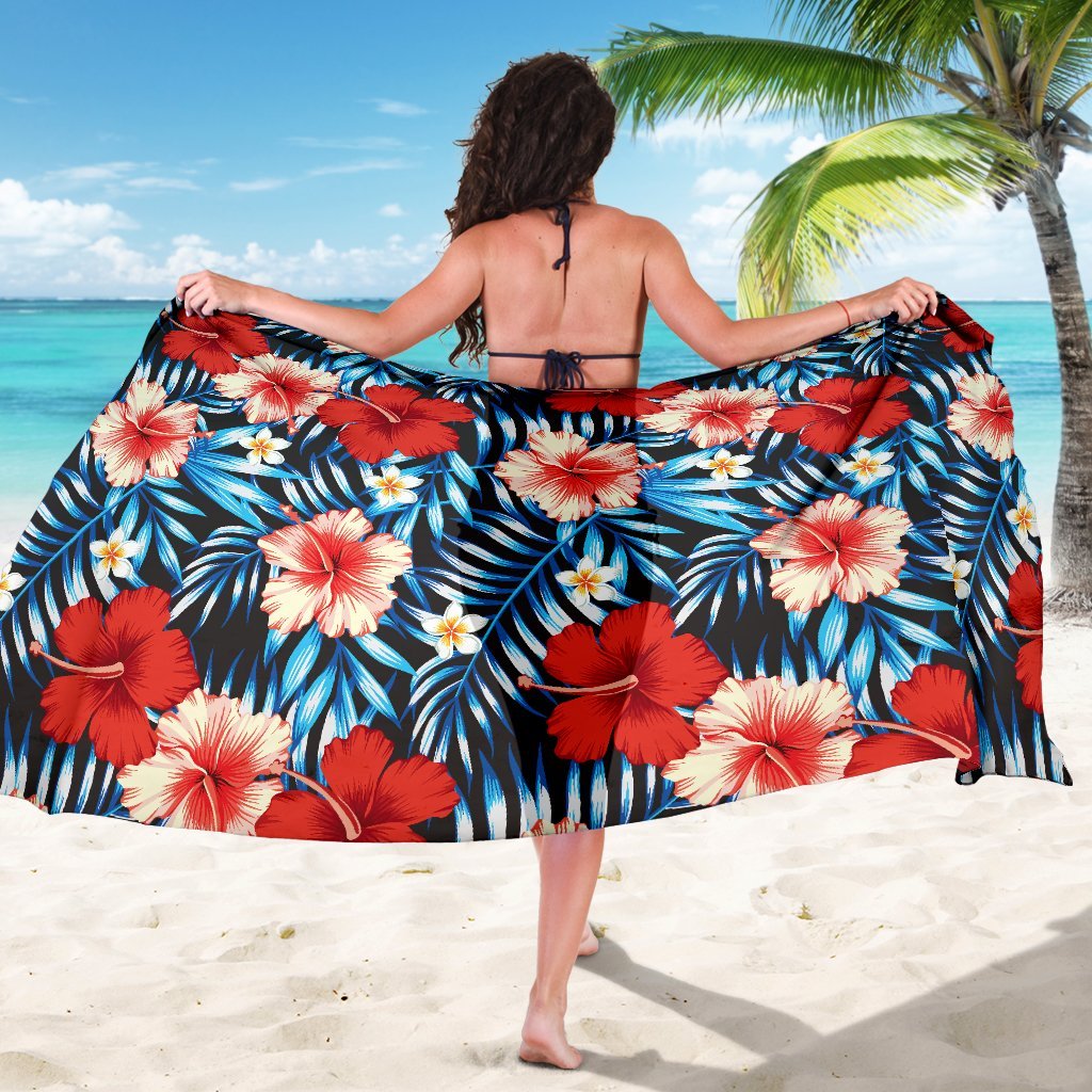 Red Hibiscus Hawaiian flower tropical Beach Sarong Pareo Wrap