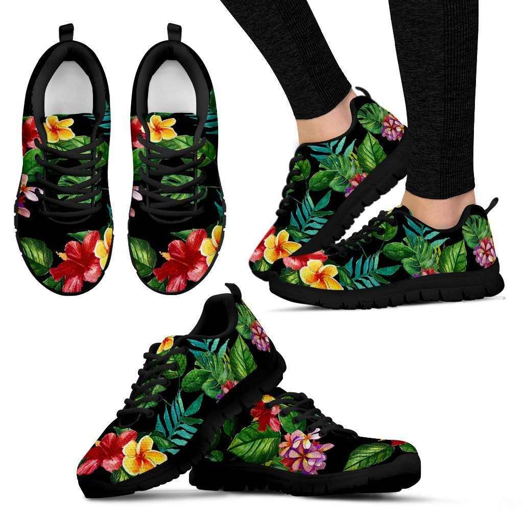 Red Hibiscus Hawaiian Tropical Flower Women Sneakers