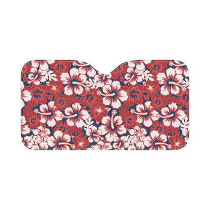 Red Hibiscus Pattern Print Design HB01 Car Sun Shade-JorJune