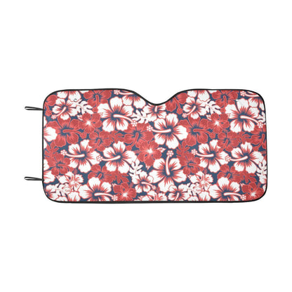 Red Hibiscus Pattern Print Design HB01 Car Sun Shade-JorJune