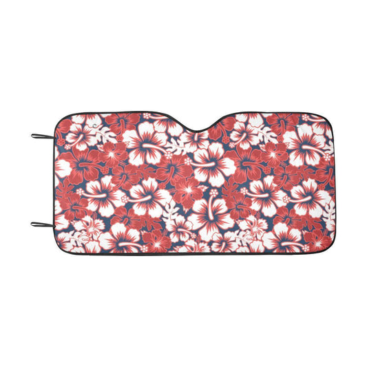 Red Hibiscus Pattern Print Design HB01 Car Sun Shade-JorJune