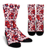 Red Hibiscus Pattern Print Design HB01 Crew Socks-JORJUNE.COM