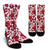 Red Hibiscus Pattern Print Design HB01 Crew Socks-JORJUNE.COM