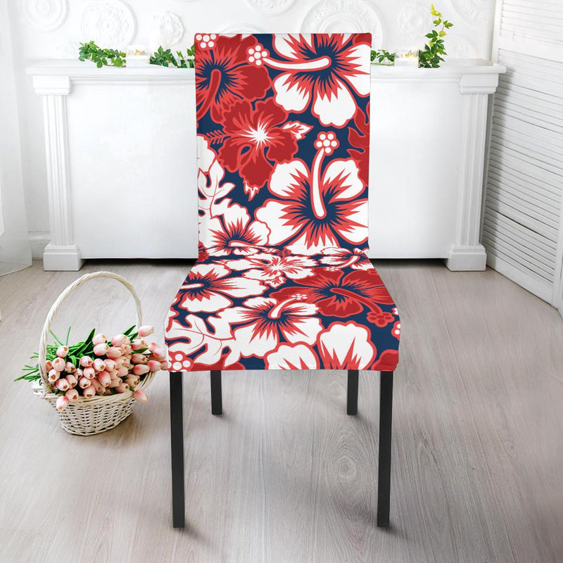 Red Hibiscus Pattern Print Design HB01 Dining Chair Slipcover-JORJUNE.COM