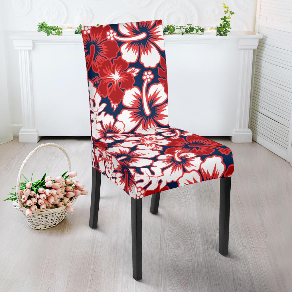 Red Hibiscus Pattern Print Design HB01 Dining Chair Slipcover-JORJUNE.COM