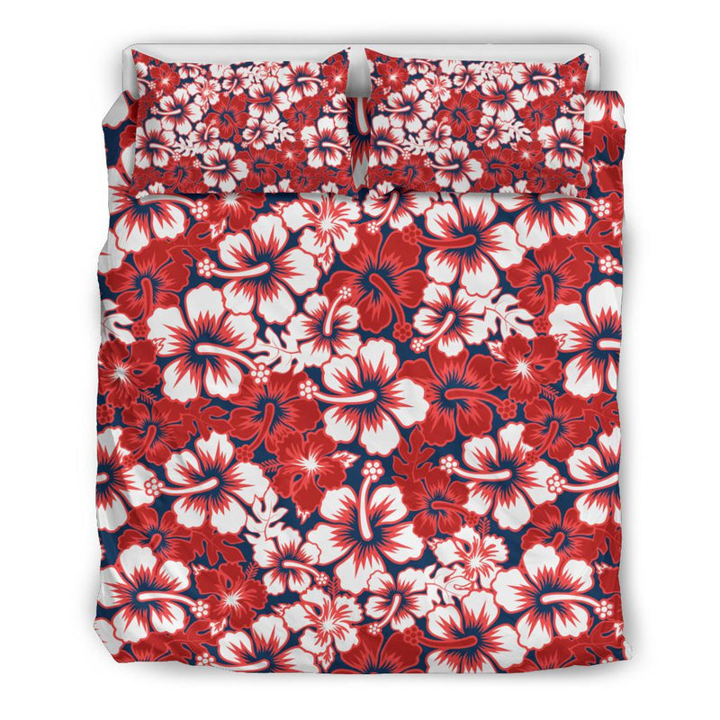 Red Hibiscus Pattern Print Design HB01 Duvet Cover Bedding Set-JORJUNE.COM