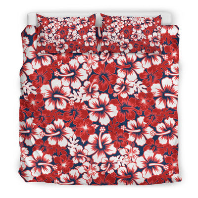 Red Hibiscus Pattern Print Design HB01 Duvet Cover Bedding Set-JORJUNE.COM