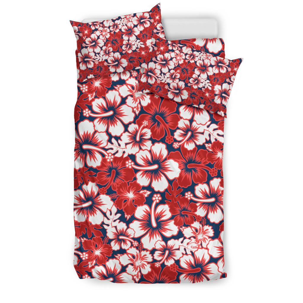 Red Hibiscus Pattern Print Design HB01 Duvet Cover Bedding Set-JORJUNE.COM