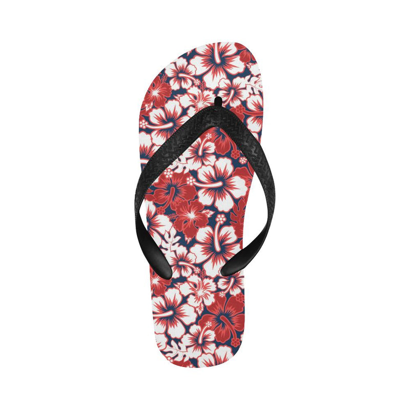 Red Hibiscus Pattern Print Design HB01 Flip Flops-JorJune