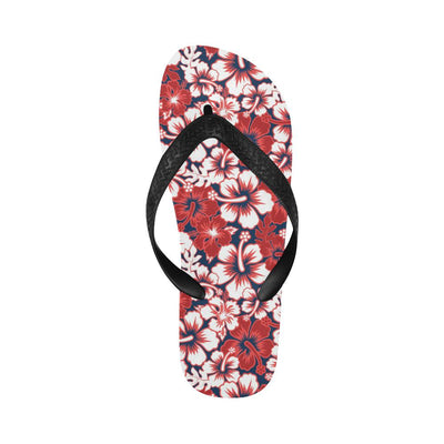 Red Hibiscus Pattern Print Design HB01 Flip Flops-JorJune