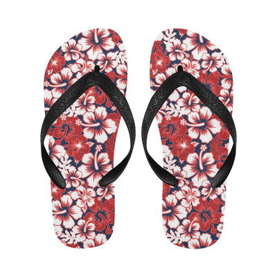 Red Hibiscus Pattern Print Design HB01 Flip Flops-JorJune