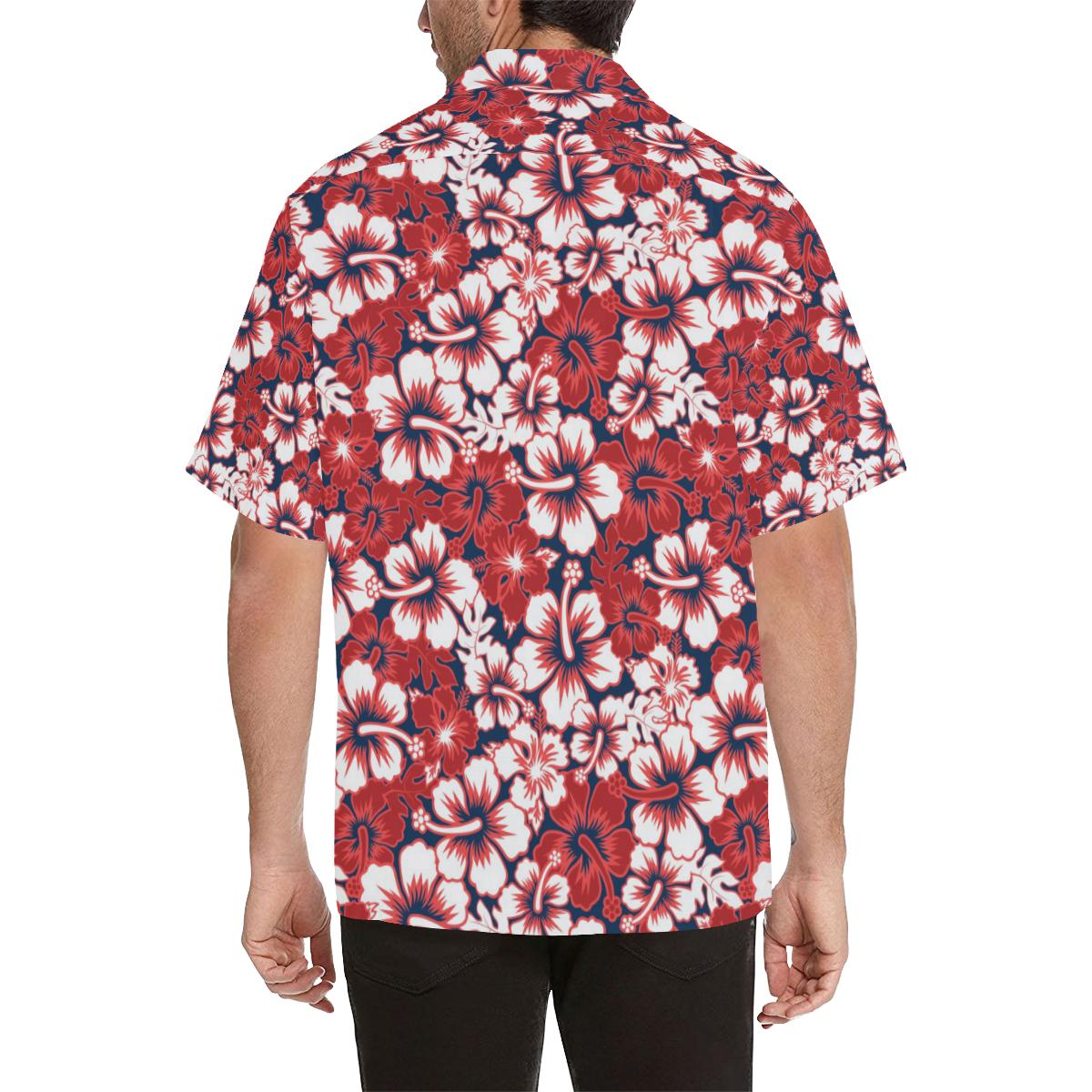 Red Hibiscus Pattern Print Design HB01 Men Hawaiian Shirt-JorJune