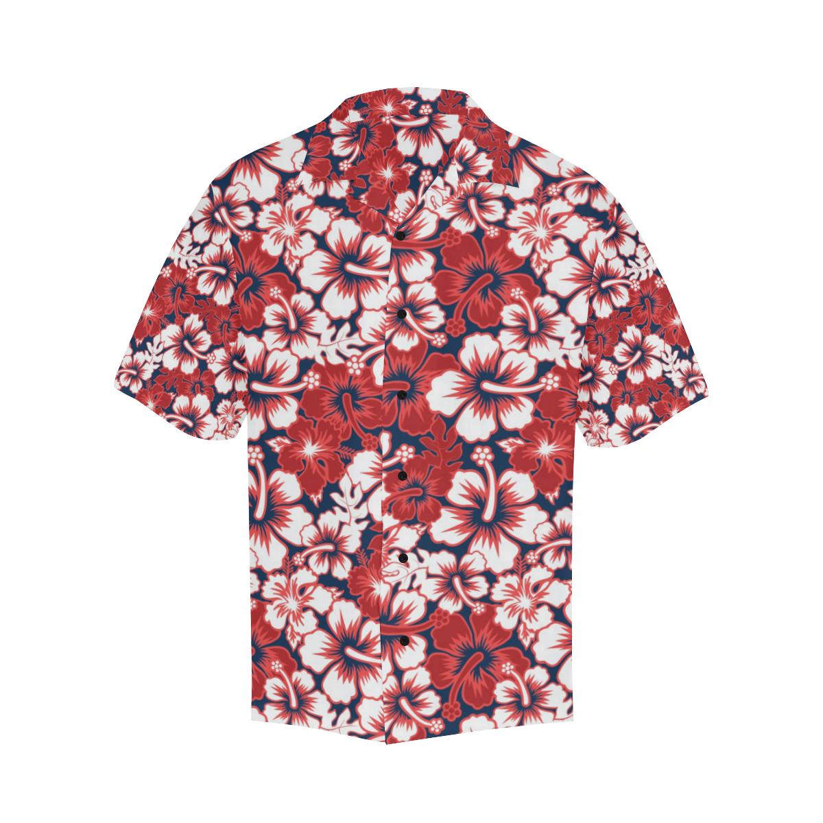 Red Hibiscus Pattern Print Design HB01 Men Hawaiian Shirt-JorJune